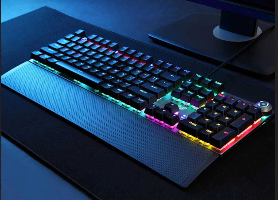 F2088 Wired Mechanical Gaming Keyboard (Black, Cyan Blue)