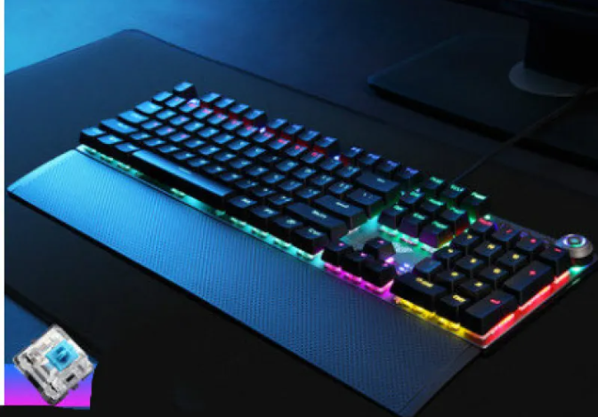 F2088 Wired Mechanical Gaming Keyboard (Black, Cyan Blue)