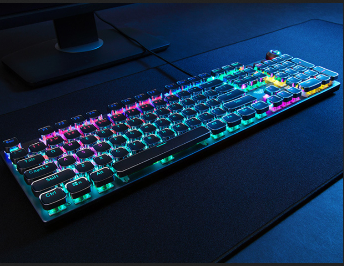 F2088 Wired Mechanical Gaming Keyboard (Black, Cyan Blue)